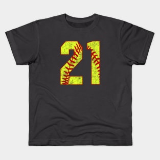 Fastpitch Softball Number 21 #21 Softball Shirt Jersey Uniform Favorite Player Biggest Fan Kids T-Shirt